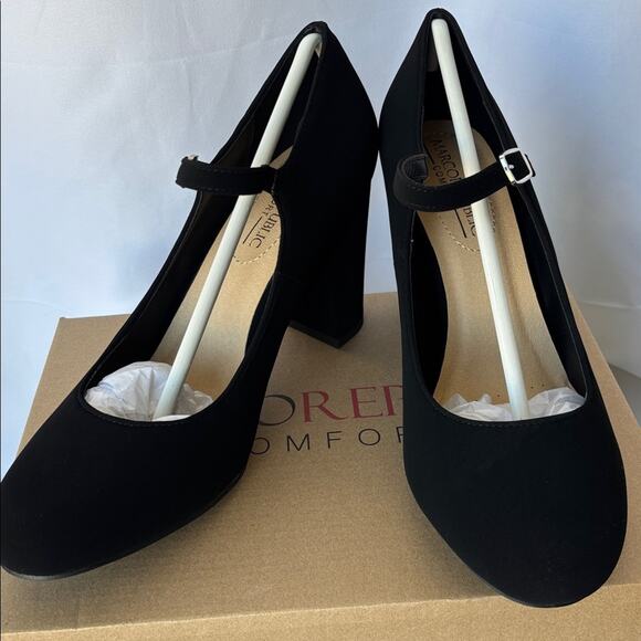 NEW Marco Women's Black Buckle Strap Mary Jane Mid-rise Chunky Heel Size 9 - Picture 6 of 6